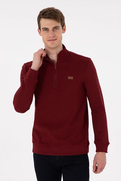 U.S. Polo Assn. سويت شيرت أساسي باللون العنابي للرجال 50298243 -VR014