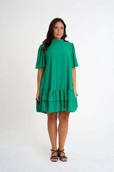 HANIQA Rochie de damă cu volane, verde, mărime mare - 3008