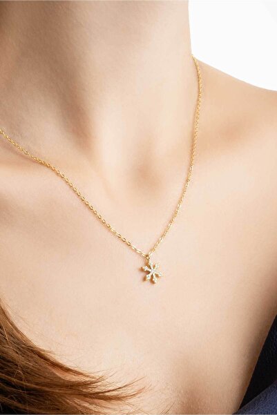 So CHIC... Kar Tanesi 18 Ayar Sarı Altın Kaplama 45 Cm Gümüş Minimal Kolye