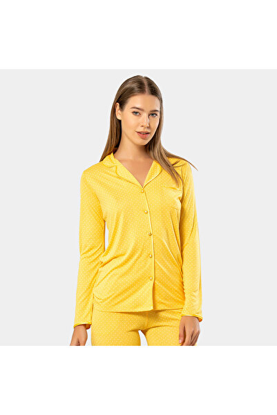 TÜREN Long-Sleeved Pajama Set with Dots 3363/Yellow