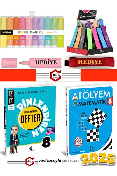 Arı Yayıncılık 8. Sınıf Dinlendiren Defter +Matematik   Atölyem + Fosforlu ka...