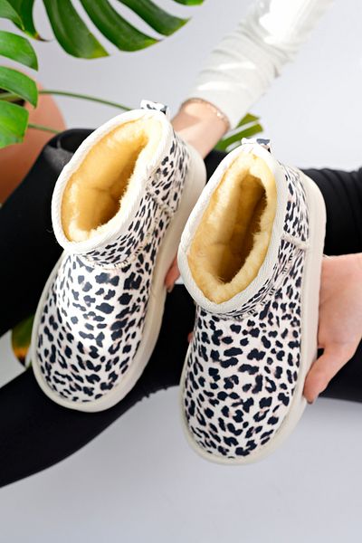 meyra'nın ayakkabıları Dámské kožené semišové boty z ovčí kůže s leopardím vzorem