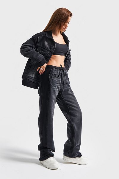 its basic Women's Dark Smoked Color 2W41 Knitted Denim Blended Loose Fit Design Denim