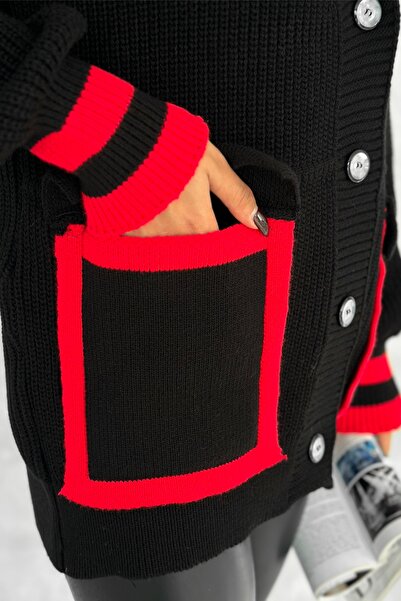 FEMELLE Colorful Oversize Knitwear Cardigan - Button Detailed Pockets