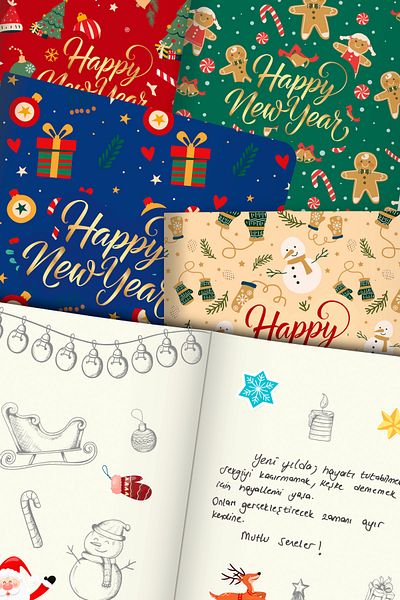 Le Color New Year's Notebook Set of 4 - Unlined, 13X20 - Happy New Year