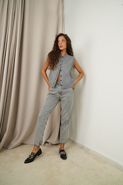 SeninOlsun Açık Gri Mom Jean