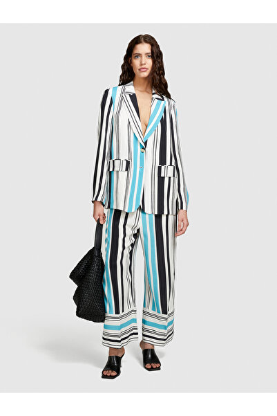 Sisley Γυναικείο μπλέ μπλέιζερ με διπλά κουμπιά, ανδρικό κομμένο σακάκι