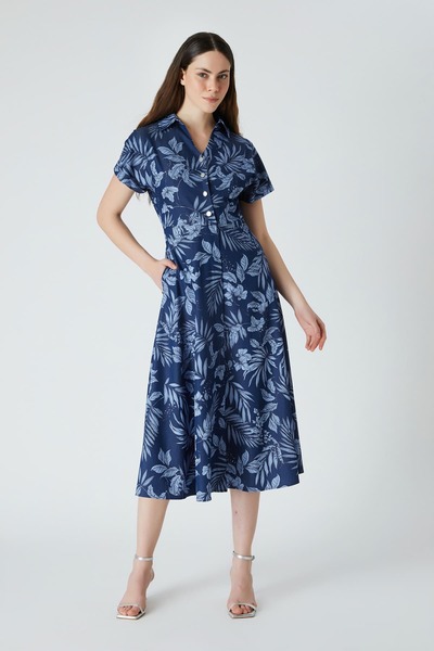 FEVER Gömlek yakalı desenli elbise