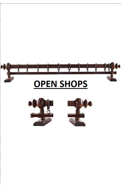 OPEN SHOPS Дървена закачалка за пердета с единична релса от орех, рустик, 300 см - рустик тръба