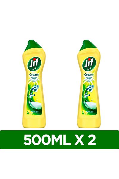 Jif Cream Cleaner, Lemon, Stain Remover With Micro Crystal Technology 500ml X2