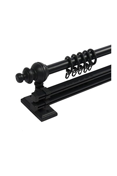 Happys ЧОРНИЙ…125 СМ…ПОДВІЙНИЙ РЕЙ…РУСТИКАЛЬНИЙ НАБІР ДЛЯ ПІДВІСКИ ШТОР (Дерев'яна накладка та алюмінієва труба)