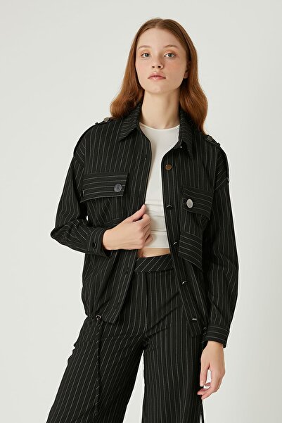 FEVER Cep detaylı çizgili gömlek