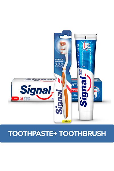 Signal Cavity Fighter Toothpaste 120Ml + Triple Protection Toothbrush