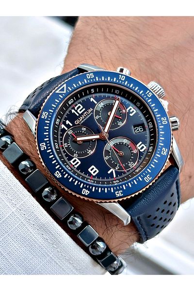 Quantum Pwg1118.599 Leather Band Men's Wrist Watch