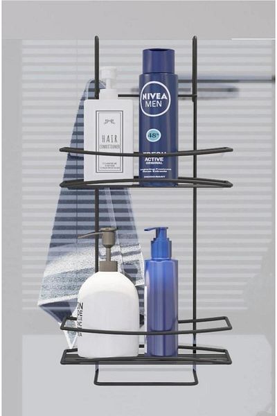 KAREN BANYO Black Shelf 2-Tier Shower Cabin and Shampoo Holder Organizer - Sb562-B