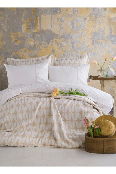 Apricitas HOME Double Timeless Set Embroidered Abeille Beige - Bedside