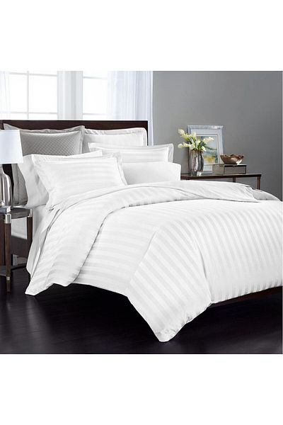 Orange Bed & Bath Damask | 100% Cotton Single Size Quilt Cover, 4 Pieces - Damask White|white218 × 203 Cm