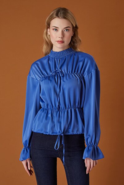 FEVER Lastik dikişli saten bluz