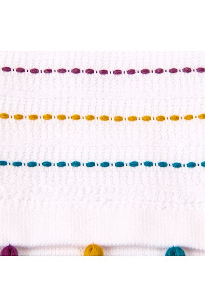 Evidea Soft Tasseled Face Towel - White - 50X90 cm