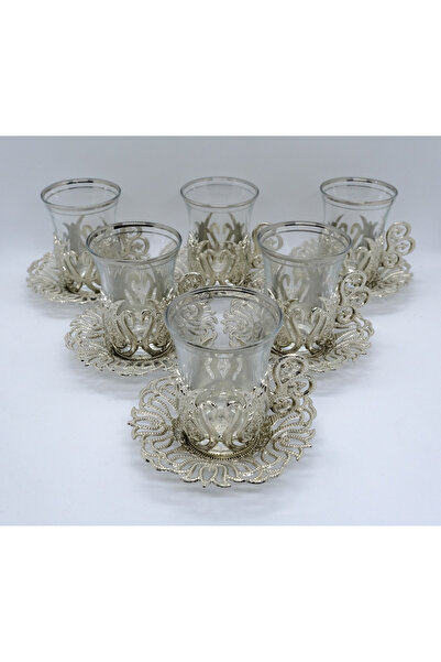 ACAR DEĞİRMENLERİ 6'lı Şık ve Klasik Tasarımlı Çay Seti - Altın ve Gümüş Renk...