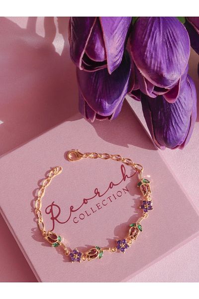 Reorah Collection Tulip Glow Bracelet-Purple Floral Tulip Bracelet