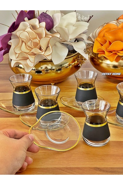 OKYAY HOME Blackline Special Series - Gilded Almond Tea Set, Gift Luxury Dowry