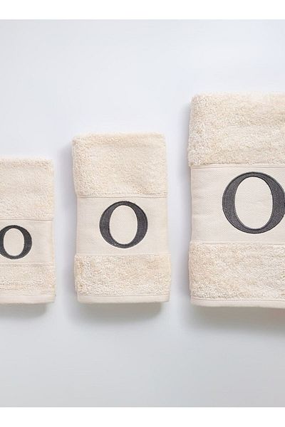 Orange Bed & Bath 100% Cotton Towel Set Of 3 Pieces Embroidered Letter (O) - Sugar
