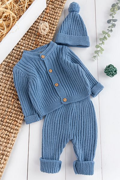 Babymod Unisex Knitwear Winter Baby Set with Beret Hat