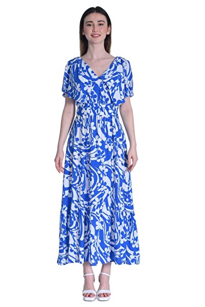 FEVER Desenli viskon elbise