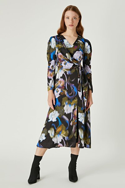 FEVER Kruvaze yaka desenli elbise