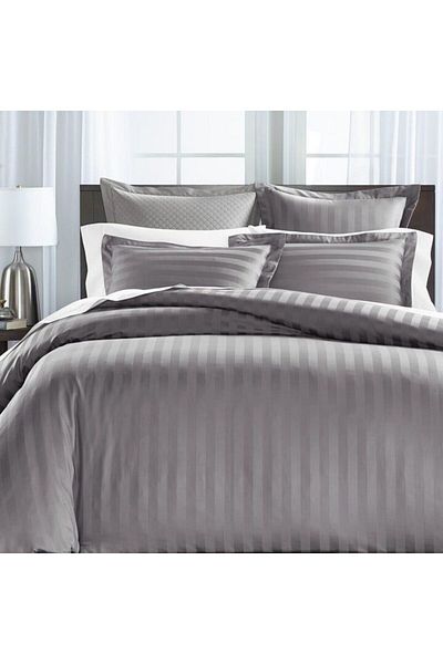 Orange Bed & Bath غطاء لحاف مزدوج من القطن بنسبة 100%، 4 قطع - رمادي دمشقي | رمادي 218 × 203 سم