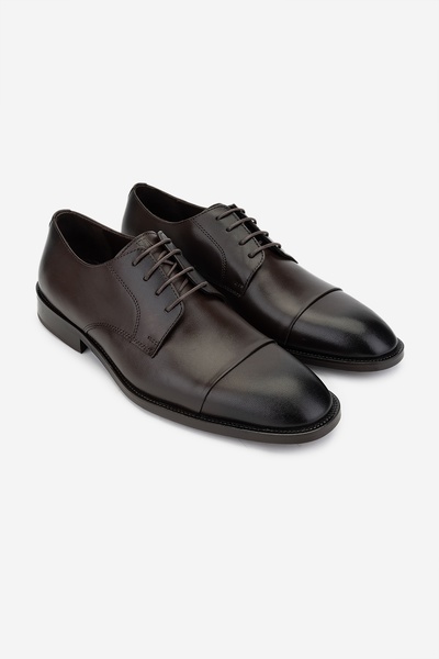 Valmenti Ανδρικά κλασικά παπούτσια από γνήσιο δέρμα καφέ