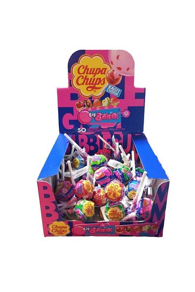 Big Babol Chupa Chups Mixed Lollipops Candy with Gum Filling 50 Pieces X 12 g