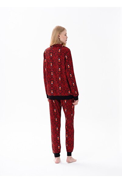 Jiber Kadın Matruşka Desenli Önden Düğmeli Pijama Takımı 10150