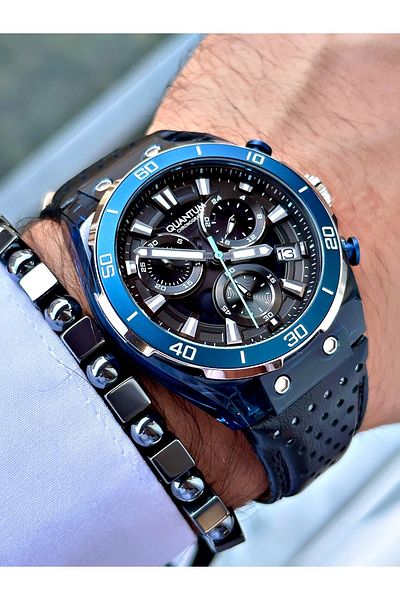 Quantum Pwg1107.969 Leather Band Men's Wrist Watch