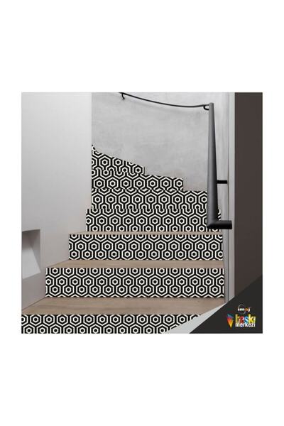 Bigaimaj Merdiven Sticker Kendinden Yapışkanlı Folyo Kaplama 5 Adet Siyah-bey...