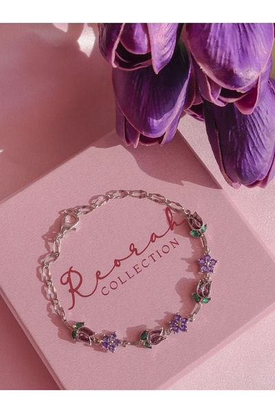 Reorah Collection سوار توليب توهج - سوار زهرة التوليب الأرجواني