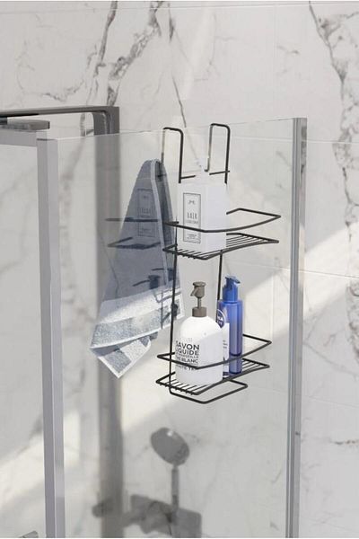 KAREN BANYO Black Shelf 2-Tier Shower Cabin and Shampoo Holder Organizer - Sb562-B