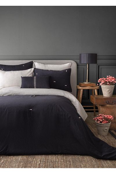 Apricitas HOME Double Satin Quilt Set Aristo Anthracite - Bedside