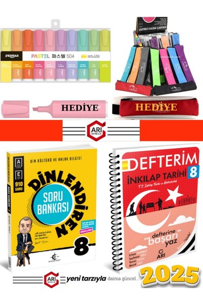 Arı Yayıncılık 8. Sınıf Dinlendiren Soru +inkilap Tarihi  Defterim + Fosforlu...