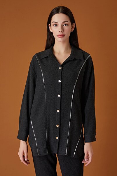 FEVER Parlak şerit detaylı gömlek