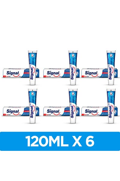 Signal Fluoride Toothpaste, Cavity Fighter, For 10x Stronger Teeth, 120ml X6
