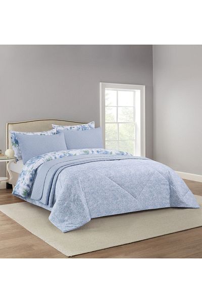 Orange Bed & Bath طقم لحاف مزدوج أزرق من كوستكو أدريان - 6 قطع، أزرق 279 × 243 سم