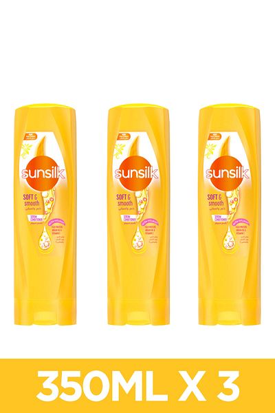 Sunsilk بلسم لشعر ناعم وأملس مع بروتين الحرير وزيت الأرجان وفيتامين سي، 350 مل × 3
