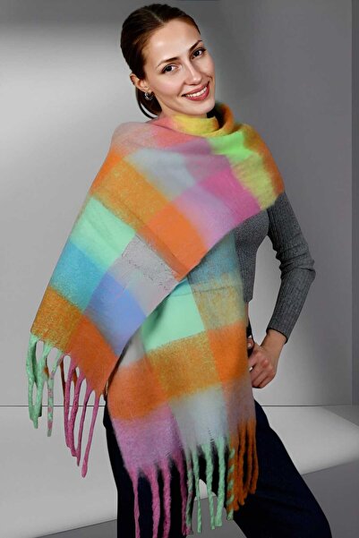 Trenderrs Жіночий шарф з м'якою текстурою та картатим візерунком