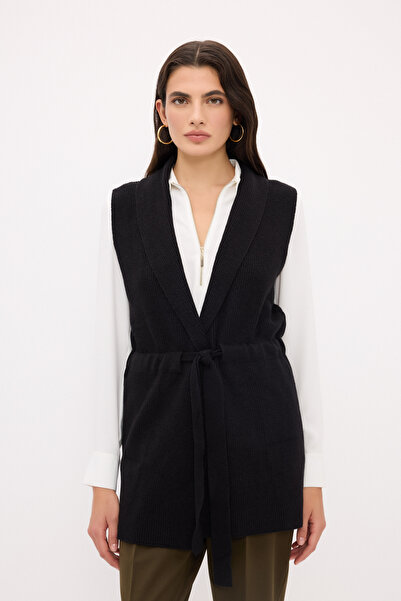 Love My Body Tie-Up Long Knitwear Vest