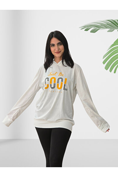 YusGos Be Cool Printed Hooded Sweatshirt (White)