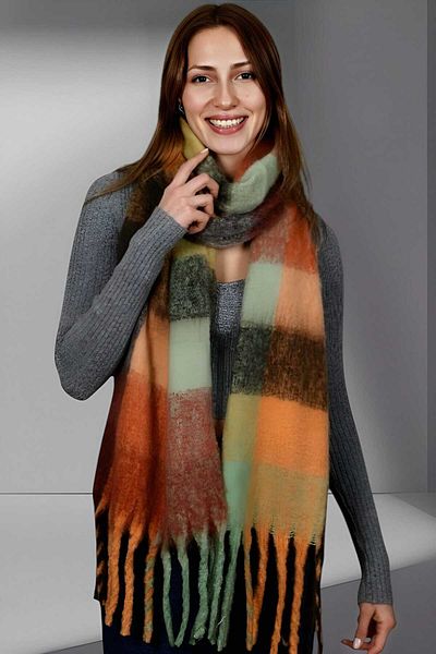 Trenderrs Women's Soft Textured Plaid Patterned Shoulder Shawl Scarf