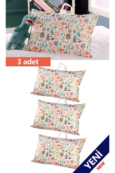 Vedsey Set de 3 70x50 cm - Geanta pentru copii Perna cu model animal dragut si organizator de haine