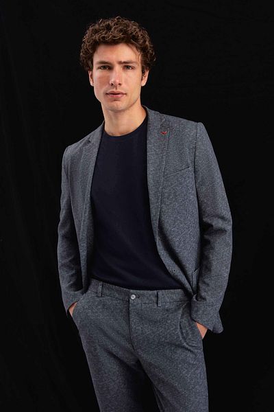 D'S Damat Ds Groom Slim Fit Gray Printed Magic Suit